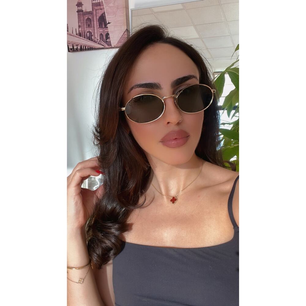 NEW Prada PR65ZS Oval Sunglasses in Gold Green - Picture 7 of 10